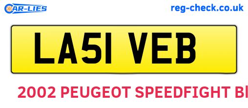 LA51VEB are the vehicle registration plates.