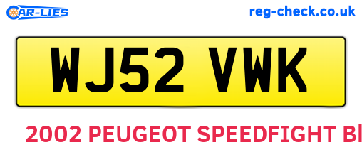 WJ52VWK are the vehicle registration plates.