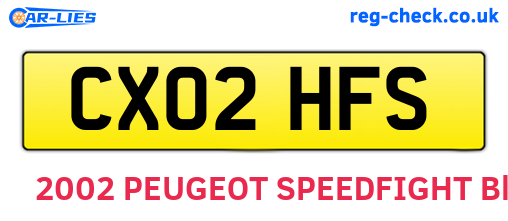 CX02HFS are the vehicle registration plates.