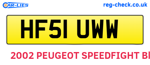 HF51UWW are the vehicle registration plates.