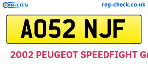AO52NJF are the vehicle registration plates.