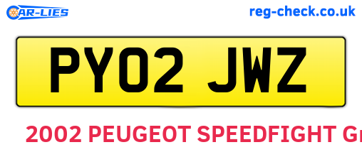 PY02JWZ are the vehicle registration plates.