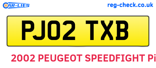PJ02TXB are the vehicle registration plates.