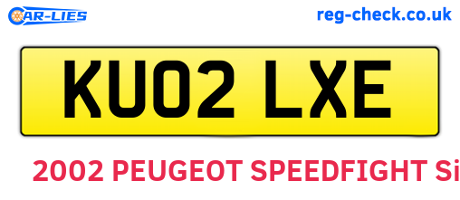 KU02LXE are the vehicle registration plates.