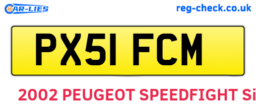 PX51FCM are the vehicle registration plates.