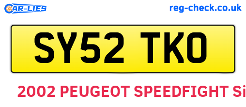 SY52TKO are the vehicle registration plates.