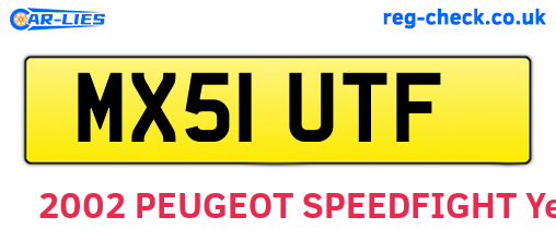 MX51UTF are the vehicle registration plates.