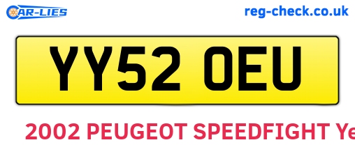YY52OEU are the vehicle registration plates.