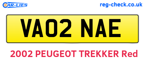 VA02NAE are the vehicle registration plates.