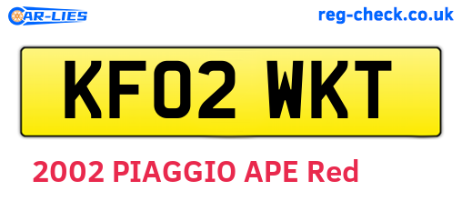 KF02WKT are the vehicle registration plates.