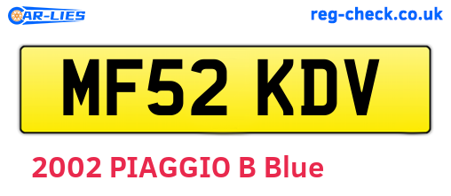 MF52KDV are the vehicle registration plates.