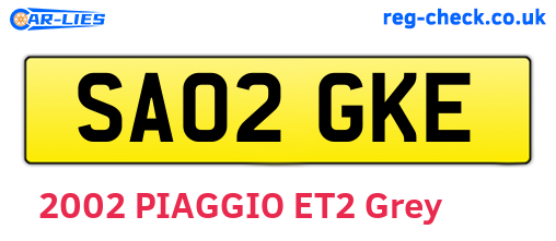 SA02GKE are the vehicle registration plates.