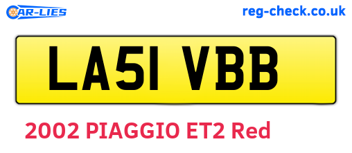 LA51VBB are the vehicle registration plates.