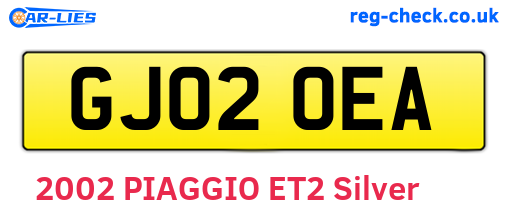 GJ02OEA are the vehicle registration plates.