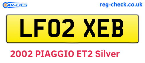LF02XEB are the vehicle registration plates.