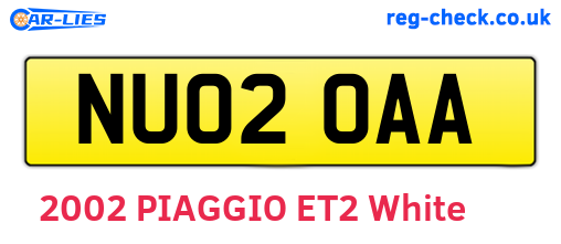 NU02OAA are the vehicle registration plates.