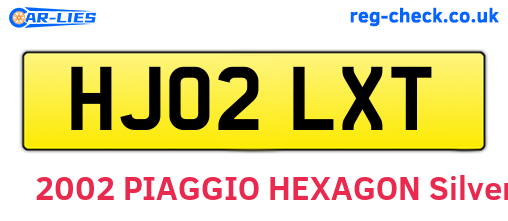 HJ02LXT are the vehicle registration plates.