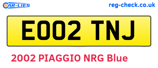 EO02TNJ are the vehicle registration plates.