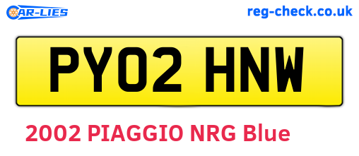 PY02HNW are the vehicle registration plates.
