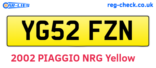 YG52FZN are the vehicle registration plates.