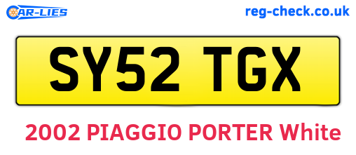 SY52TGX are the vehicle registration plates.