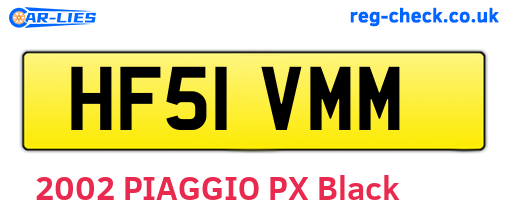 HF51VMM are the vehicle registration plates.