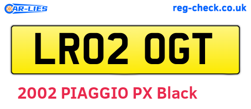 LR02OGT are the vehicle registration plates.
