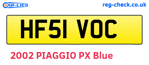 HF51VOC are the vehicle registration plates.
