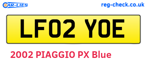 LF02YOE are the vehicle registration plates.