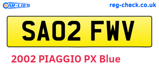 SA02FWV are the vehicle registration plates.