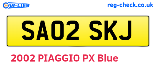 SA02SKJ are the vehicle registration plates.
