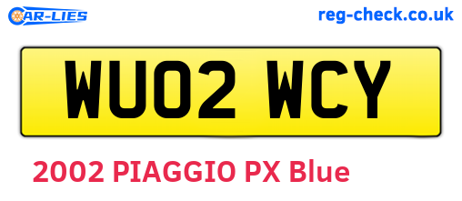 WU02WCY are the vehicle registration plates.