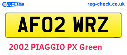 AF02WRZ are the vehicle registration plates.