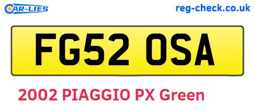 FG52OSA are the vehicle registration plates.