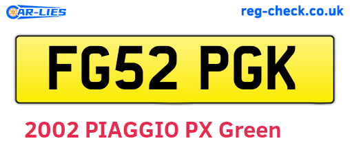 FG52PGK are the vehicle registration plates.