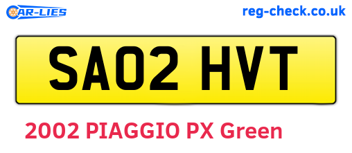 SA02HVT are the vehicle registration plates.