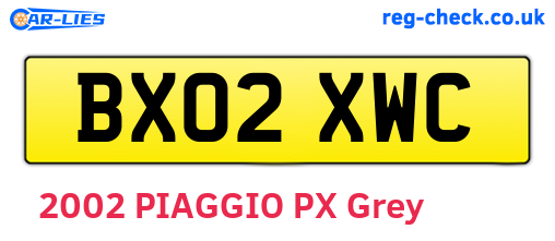 BX02XWC are the vehicle registration plates.