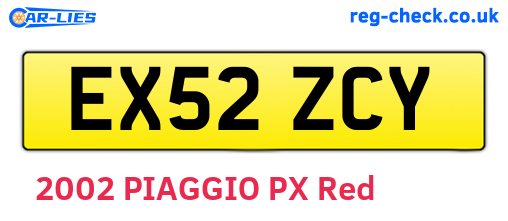 EX52ZCY are the vehicle registration plates.