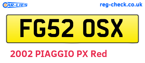 FG52OSX are the vehicle registration plates.