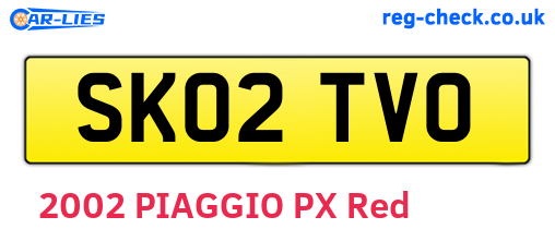 SK02TVO are the vehicle registration plates.