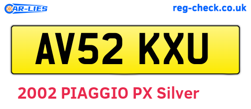 AV52KXU are the vehicle registration plates.