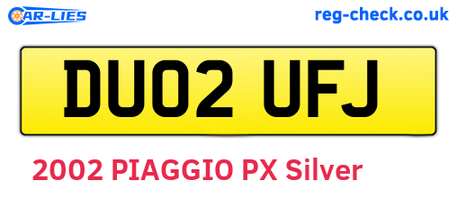 DU02UFJ are the vehicle registration plates.