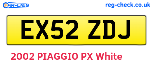 EX52ZDJ are the vehicle registration plates.