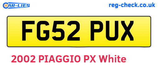 FG52PUX are the vehicle registration plates.