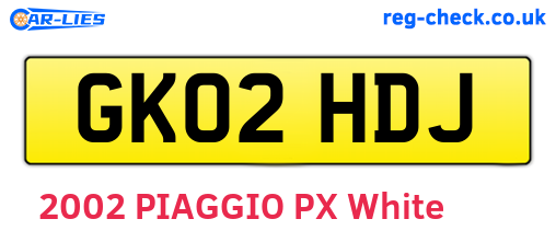 GK02HDJ are the vehicle registration plates.