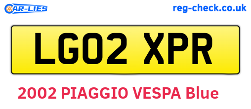 LG02XPR are the vehicle registration plates.