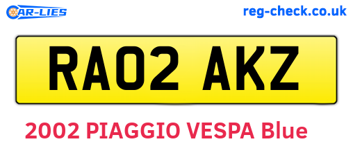 RA02AKZ are the vehicle registration plates.