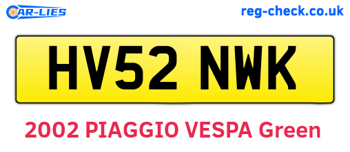 HV52NWK are the vehicle registration plates.