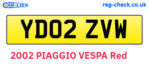 YD02ZVW are the vehicle registration plates.