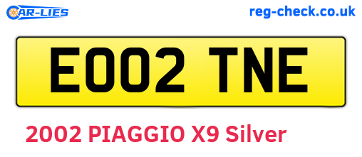 EO02TNE are the vehicle registration plates.